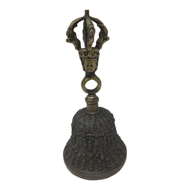 Asian Tibetan Meditation Prayer Ghanta Bell Antique Bronze Buddhist Bell For Sale