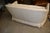 Wood Vintage Henredon Schoonbeck Curved Back Cream Embossed Tufted Settee / Sofa For Sale - Image 7 of 15