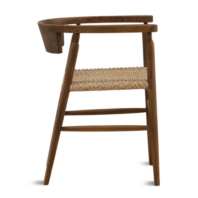 Mid-Century Modern Outdoor Indoor U-Back Woven Seat Mid-Century Coastal Dining Chair For Sale - Image 3 of 14