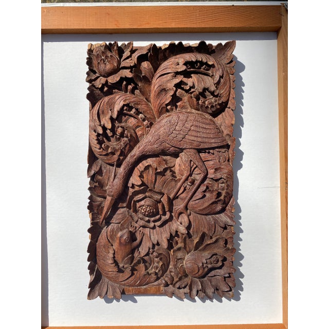 18th Century (Late) High Relief Carved Heron and Frog Panel For Sale - Image 12 of 12