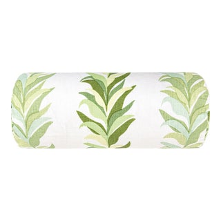 The House Of Scalamandré Chira Island Bolster Pillow In Leaf For Sale