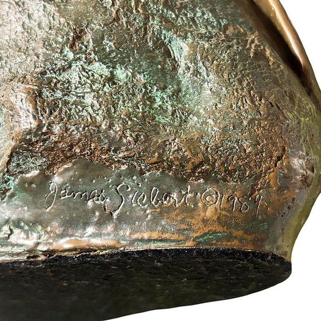 1980s Neoclassic Bronze Nude Mermaid Siren Statue on Beach Rock by James Siebert For Sale - Image 12 of 12