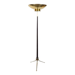 Mid-Century Modern Floor Lamp in Brass and Ebonized Walnut by Gerald Thurston For Sale