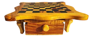 Vintage Wooden Chess Table with Chess Pieces, 1960s