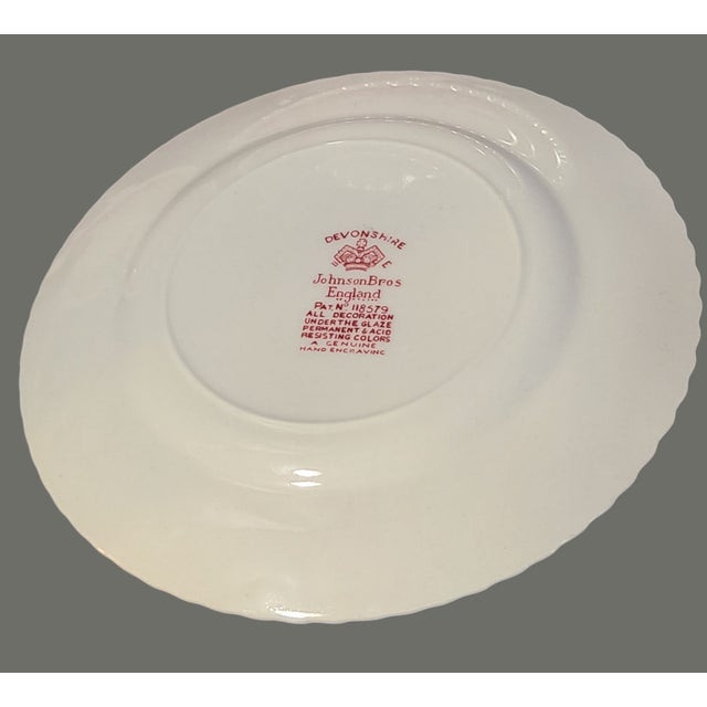 Johnson Brothers Vintage Johnson Bros Devonshire Red Floral Transferware Dessert Plates- Set of 4 For Sale - Image 4 of 7