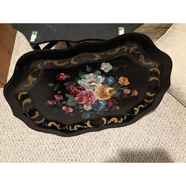 Art Deco Vintage Tolware Tray Table For Sale - Image 3 of 3