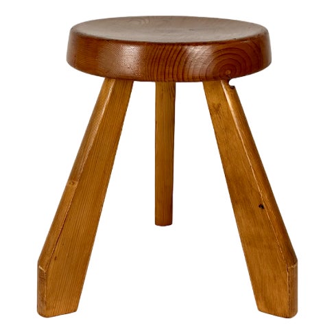 Pine Sandoz Stool by Charlotte Perriand for Les Arcs, France, 1960s For Sale