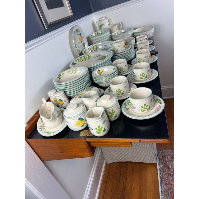 Coastal Vintage Studio Nova Barrier Reef Hand Painted Dinner Serveware For Sale - Image 3 of 3