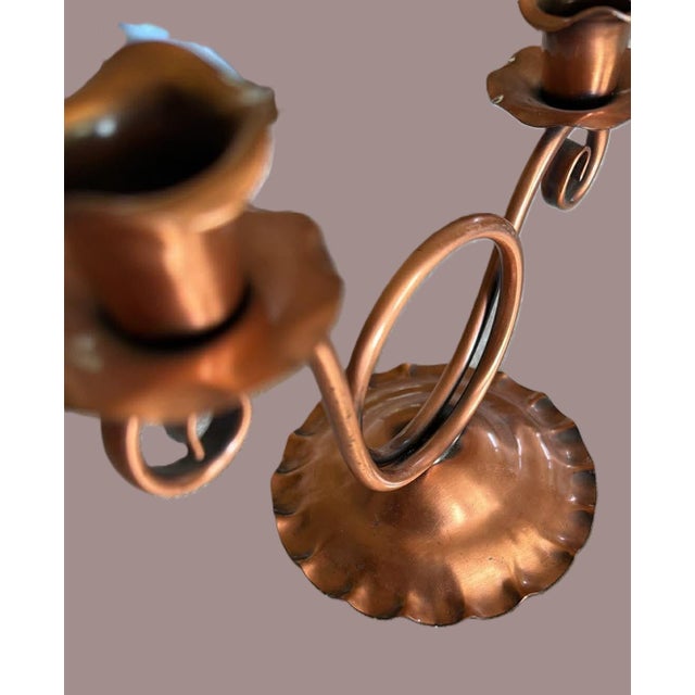 1960s Vintage Gregorian Copper Candle Holder MCM Rustic Lodge Cabin Cottage For Sale - Image 5 of 9