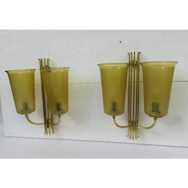 Mid-Century Modern Large Brass Sconces, 1950s, Set of 2 For Sale - Image 3 of 18