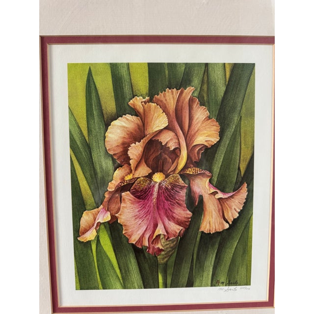 Asparagus Manabu Saito Limited Edition Iris Botanical Floral Prints Signed Set of 2 Framed For Sale - Image 8 of 12