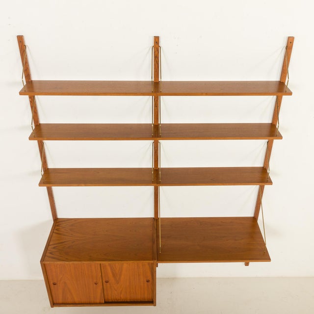 Brown Danish Teak Wall Unit in the style of Cadovius, Sorensen, 1960s For Sale - Image 8 of 14
