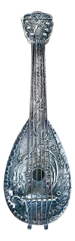 Miniature Dutch Baroque Style Silver Mandolin Flask