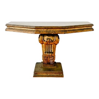 1960 Italian Giltwood Verre Eglomisé Console Table For Sale