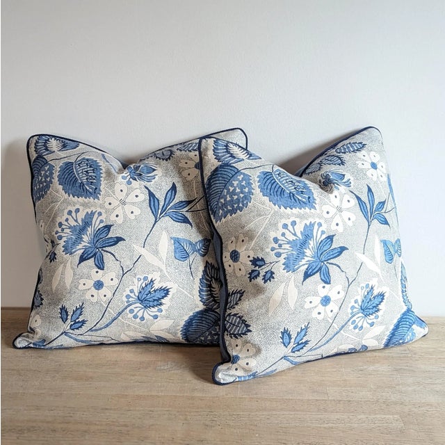 Thibaut Indienne Hazel Blue Pillows - Set of 2 For Sale In Greensboro - Image 6 of 6