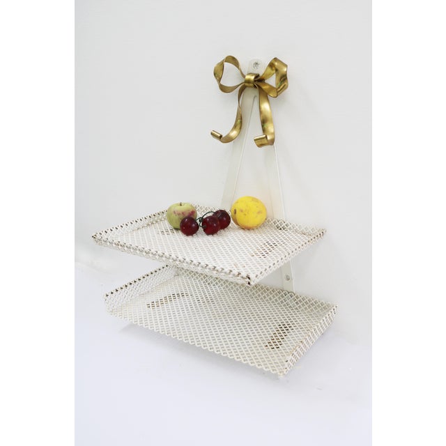 Hollywood Regency Wall Shelf in Perforated Metal, Italy, 1970s For Sale - Image 6 of 6