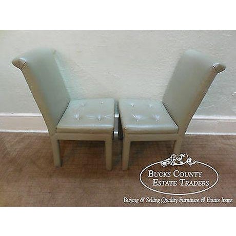 Quality Set Of 4 Leather Parsons Dining Chairs Chairish