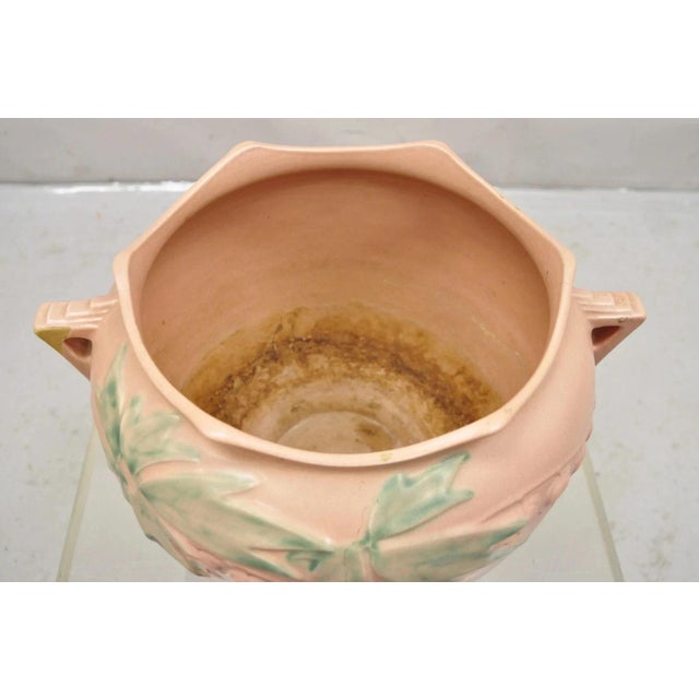 Ceramic Antique Roseville Gardenia Bleeding Heart Pink 651-8" Jardiniere Planter Pot For Sale - Image 7 of 12