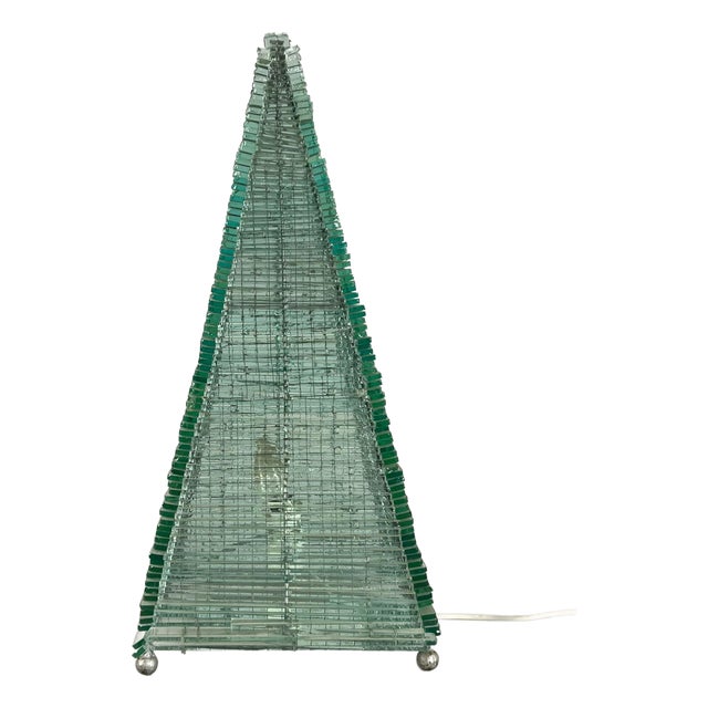 Sculptural Pyramid Table Lamp in Glass, France, 1970s For Sale