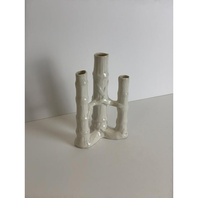 Victorian Bamboo-Form Spill Vase in Craquelure Stoneware, England, 1890 For Sale - Image 3 of 10
