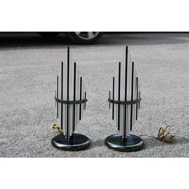 Minimalist Table Lamps in Glass and Metal by Gaetano Sciolari for Sciolari, 1970s, Set of 2 For Sale - Image 11 of 11