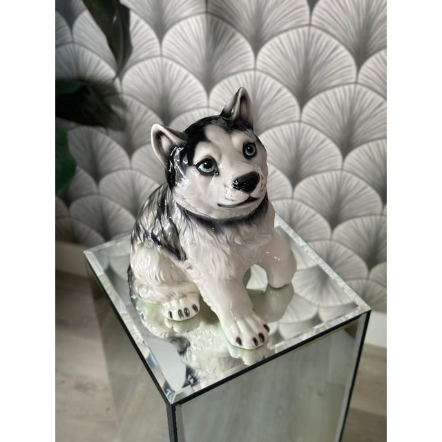 Late 20th Century Vintage Italian Husky Puppy Dog Ceramic Figure Statue Sculpture For Sale In Los Angeles - Image 6 of 9