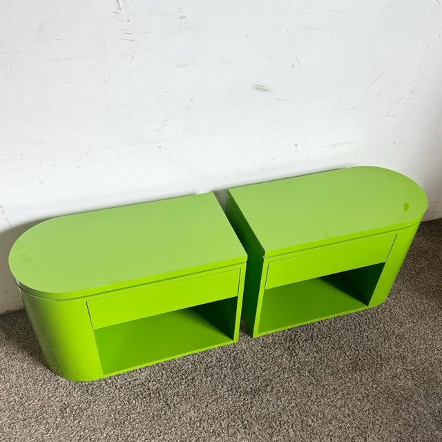 Postmodern Lime Green Lacquer Laminate End Tables/Nightstands - a Pair ...