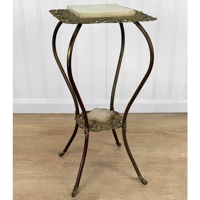 Victorian Antique Victorian Two-Tier Onyx Plant Stand Pedestal Table For Sale - Image 3 of 11