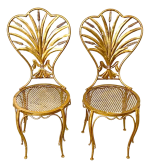 Pair of Italian Hollywood Regency Wheat Sheaf Chairs, by S. Salvadori