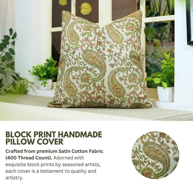 Hand block printed by skilled artisans, the cover features intricate motifs brought to life on smooth cotton satin fabric...