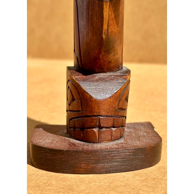 Vintage Wooden Totem Kwakiutl Eagle Cedar Wood. Early 20th Century hand carved cedar wood totem of a Kwakiutl eagle. It is...