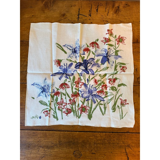 Vera Neumann 1980s Vera Napkins, Lily Floral Pattern, Set of 2 For Sale - Image 4 of 7