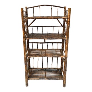 19th Century Burnt Bamboo Etagere Shelf Rack For Sale
