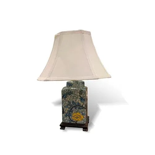 2000 - 2009 Early 21st Century Medium Size Asian Blue/Yellow Floral Porcelain Table Lamp For Sale - Image 5 of 5