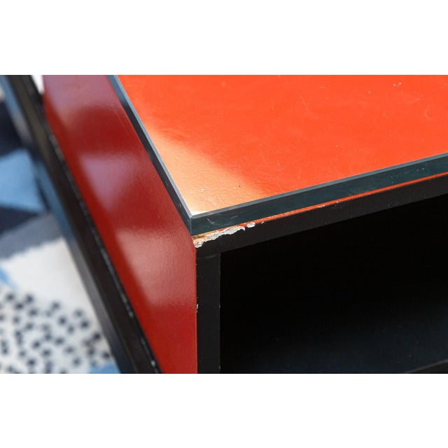 Wood Custom Made Piet Mondrian Style Postmodern Square Glass and Wood Coffee Table For Sale - Image 7 of 10
