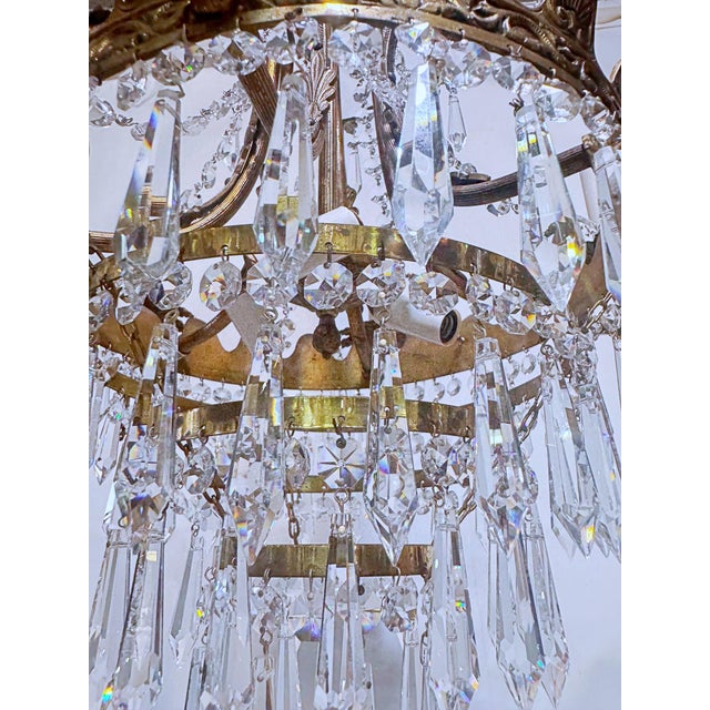 Vintage Brass Empire Style Chandelier For Sale - Image 10 of 11