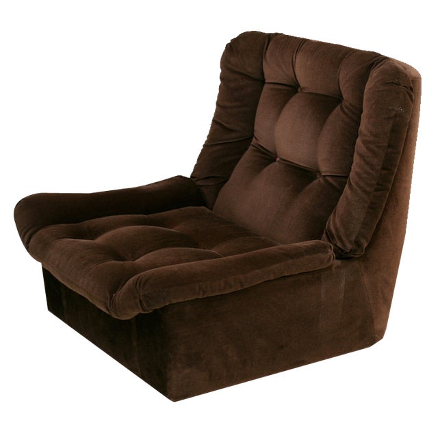 Velvet Fireside Chair from Steiner, 1970s For Sale
