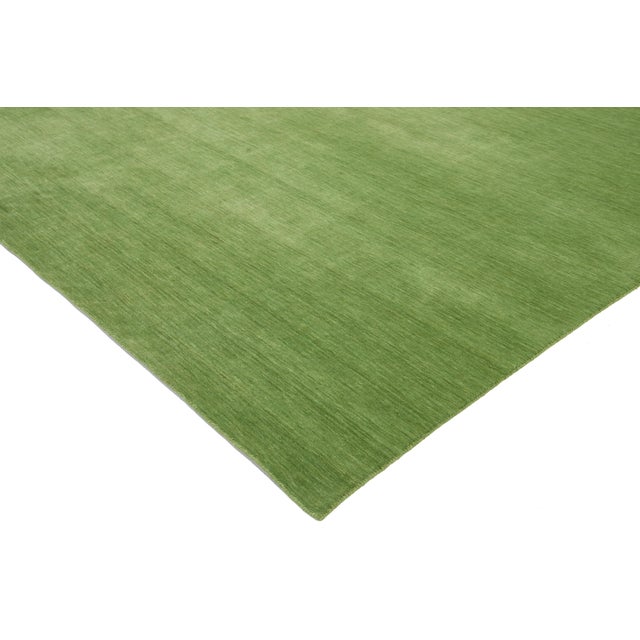 Green Modern Handmade Gabbeh Plush Wool Rug in Light Green by Apadana For Sale - Image 8 of 11