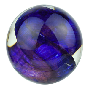 Late 20th Century Iridescent Cobalt Blue and Purple Paperweight Art Glass Signed