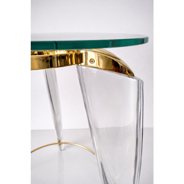 Italian Acrylic and Brass Side Table, 1960s For Sale - Image 9 of 15