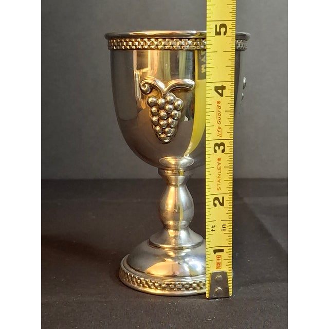 Vintage Israeli Sterling Silver Kiddush Cup Grape Cluster Goblet Gold Wash 114g For Sale - Image 13 of 15
