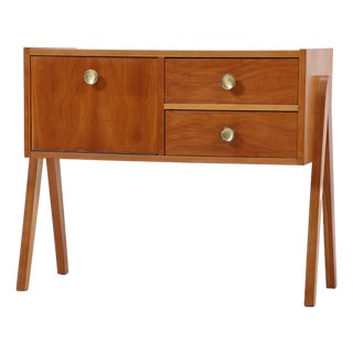 Vintage Teak Bedside Table with Flap and Drawers, 1960s For Sale