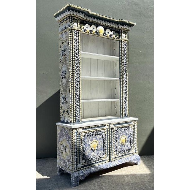 Vintage Shell Encrusted Tall Etagere For Sale In West Palm - Image 6 of 12