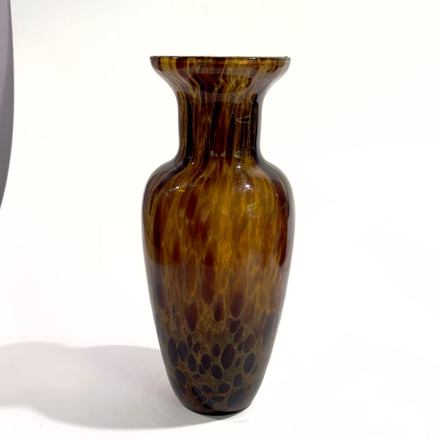 Mid-Century Modern Tawny Textural Artisanal Glass Vessel Curation, Made in Italy - Group of 3 For Sale - Image 3 of 17