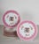 Very rare set of 12 Dinner Plates, with the Earl of Derby Coat of Arms, dated 1830. On Pompadour Ground- The plates are in...