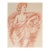 Mid 20th Century Terracotta Chalk Drawing of Semi Nude Woman For Sale