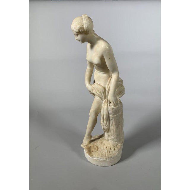 White marble sculpture of Diana at her bath, after Falconet (1716-1791). French work, mid-19th century, in the style of...