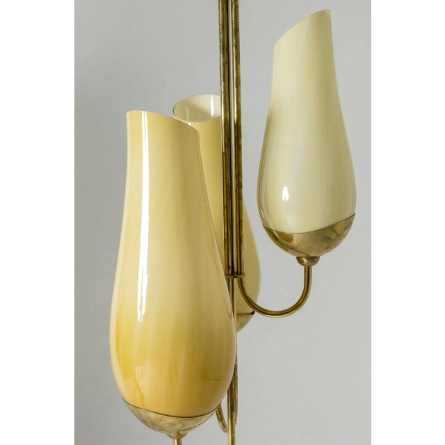 Metal Brass and Glass Chandelier by Gunnel Nyman & Paavo Tynell For Sale - Image 7 of 10