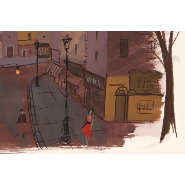 Modern Charles Levier Paris Street Scene, Watercolor by Charles Levier circa 1960 For Sale - Image 3 of 5