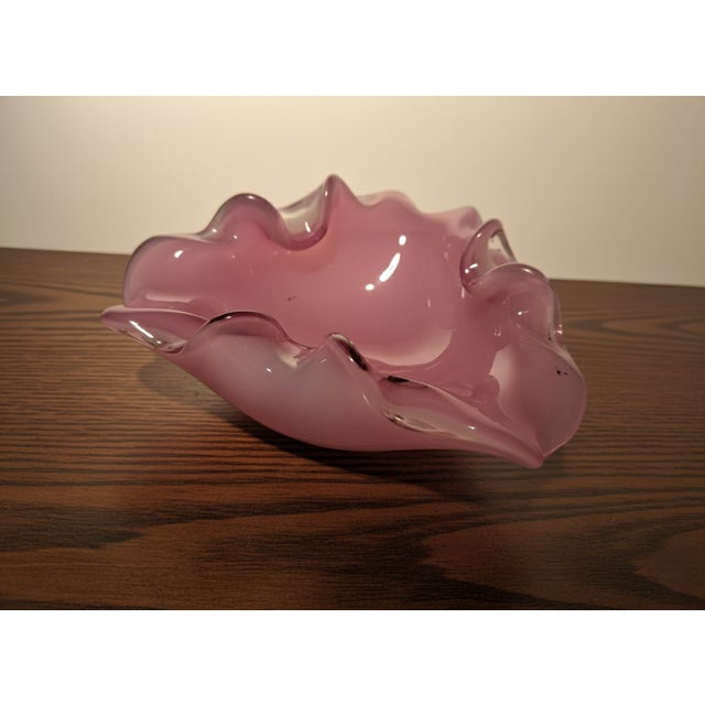 Glass Pink Opaline Murano Glass Centerpiece attributed to Seguso, 1950s For Sale - Image 7 of 7